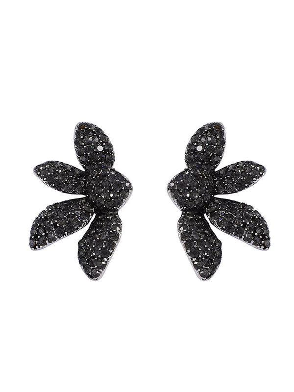 Flower Shape Geometric Rhinestone Shiny Earrings Accessories