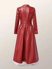 Hollow Solid Color Long Sleeves High-Neck Maxi Dresses