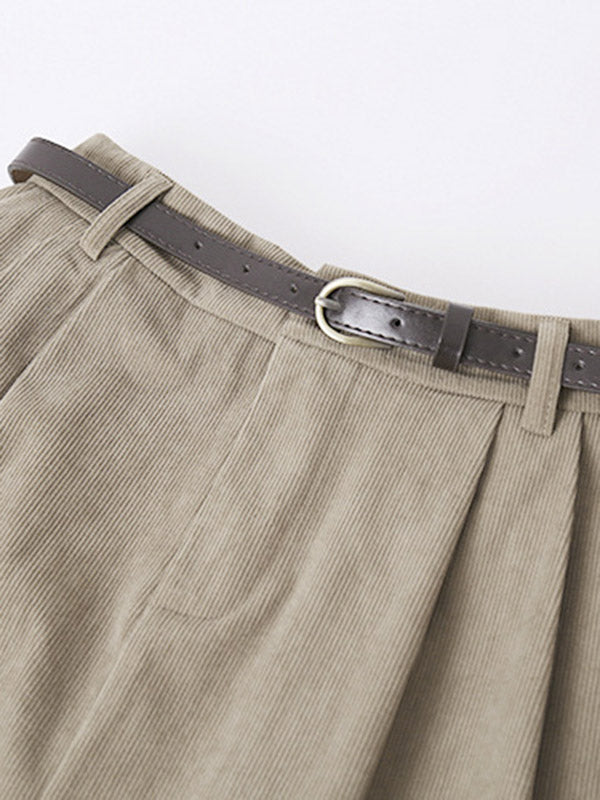 Pleated Solid Color Split-Joint A-Line High Waisted Skirts