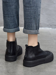 Round-Toe Zipper Boots