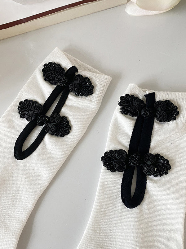 Casual Hollow Solid Color Disc Buckle Socks Accessories