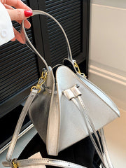 Drawstring Solid Color Split-Joint Triangle Handbags