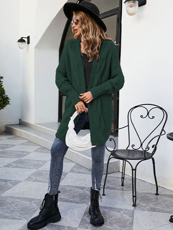 Casual Batwing Sleeves Loose Solid Color Cardigan Tops