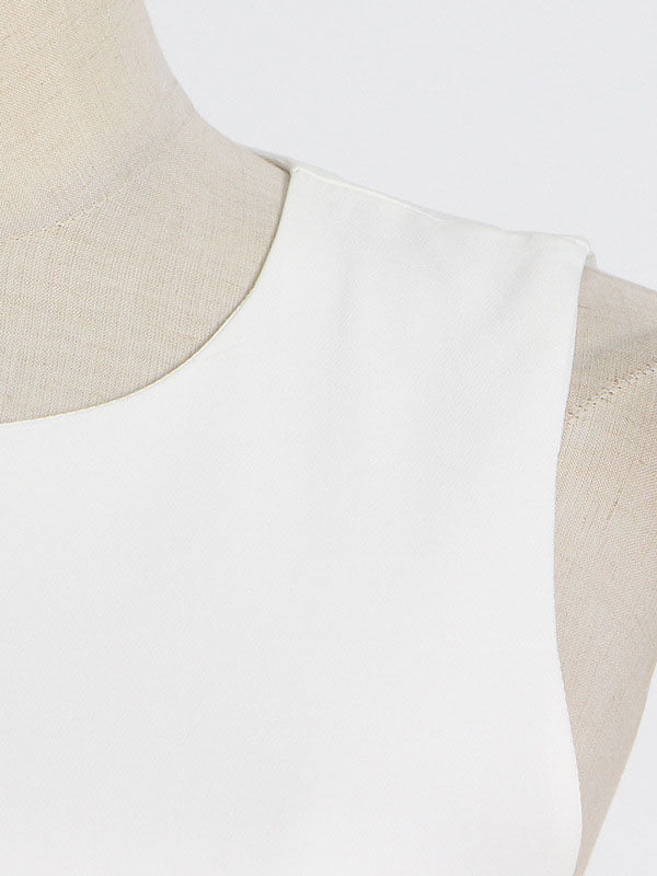 Simple Sleeveless Loose Feathers Solid Color Midi Dresses