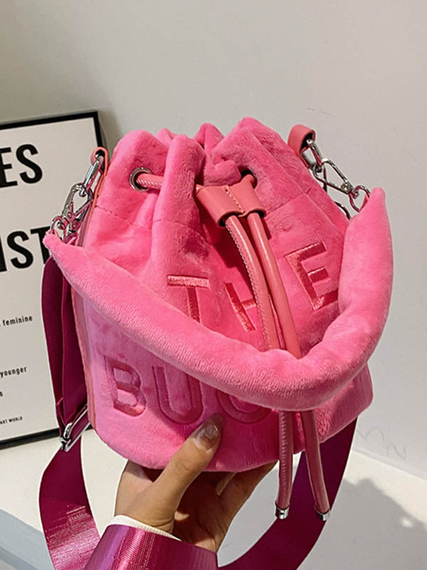 Drawstring Letter Print Handbags Crossbody Bags