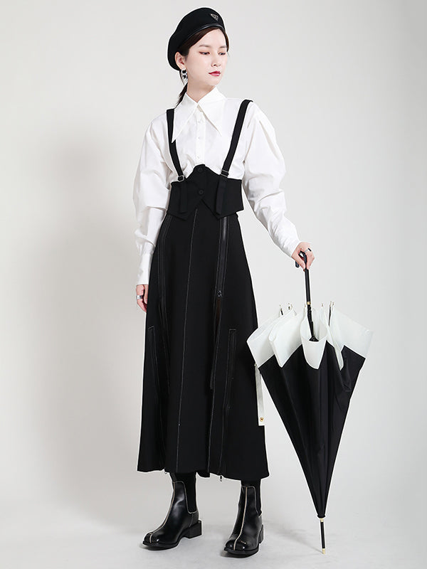 Original High-Waist Zipper Loose A-Line Skirt