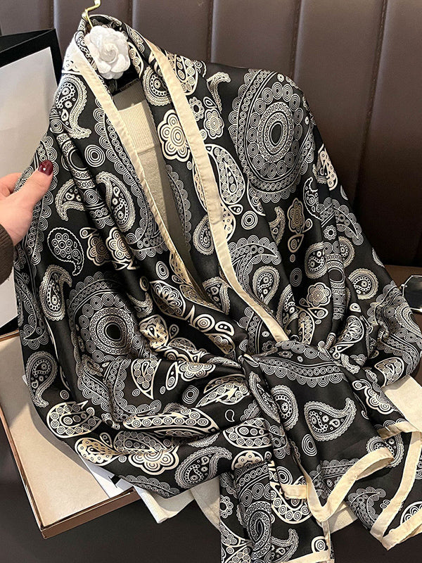 Chic Printed Silk Imitation Warm Shawl&Scarf