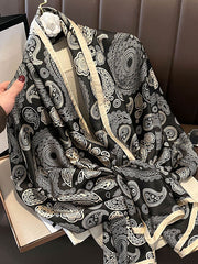 Chic Printed Silk Imitation Warm Shawl&Scarf