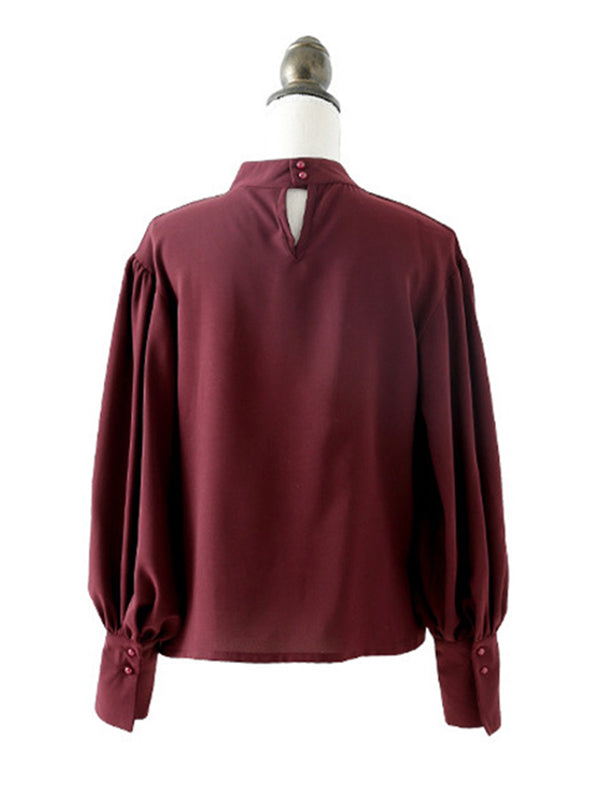 Urban Solid Color Light Maturity Puff Sleeve Shirt