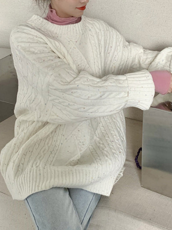 Original Casual Loose Round-Neck Long Sleeves Sweater Tops