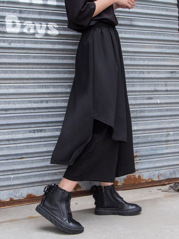Chiffon Split-Joint Asymmetric Wide-Leg Pants