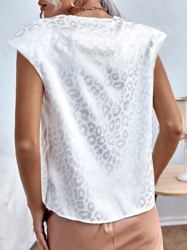 Leopard Split-Joint Loose Plus Size Round-neck T-Shirts Tops