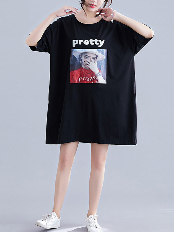 Urban Loose Split-Joint Half Sleeve Dress