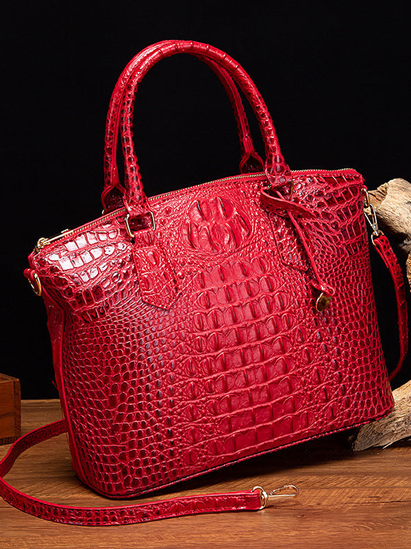 Alligator Print Pleated Split-Joint Handbags Bags