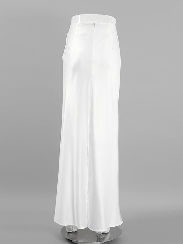 Solid Color Split-Back A-Line Skirts Bottoms