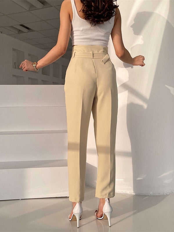 Split-Front Split-Joint High Waisted Loose Trousers Suit Pants