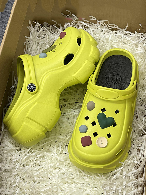 Hollow Round-Toe Slider Sandals Platform Shoes Crocs