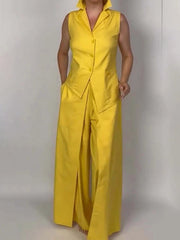 Loose Wide Leg Solid Color Split-Joint Pants Trousers