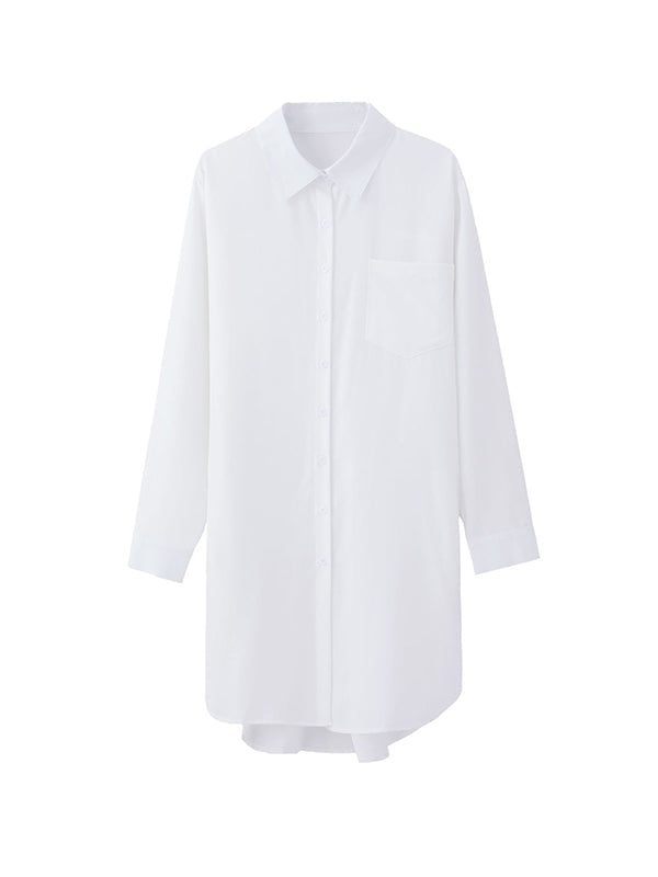Split-Joint High-Low Irregular Clipping Lapel Blouses