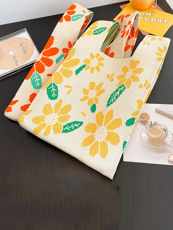 Floral Printed Woven Handbag Bags Accessories