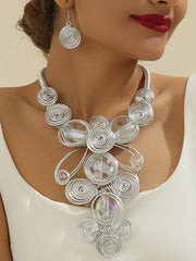 Geometric Artisan Gemstone Wirework Necklace & Earring Set
