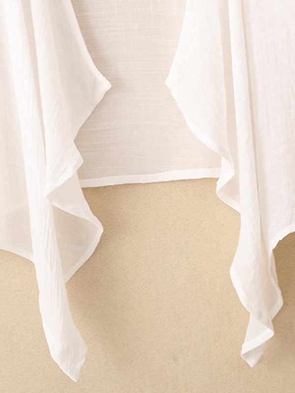 Pleated See-Through Solid Color Loose Sun-Protection Outerwear