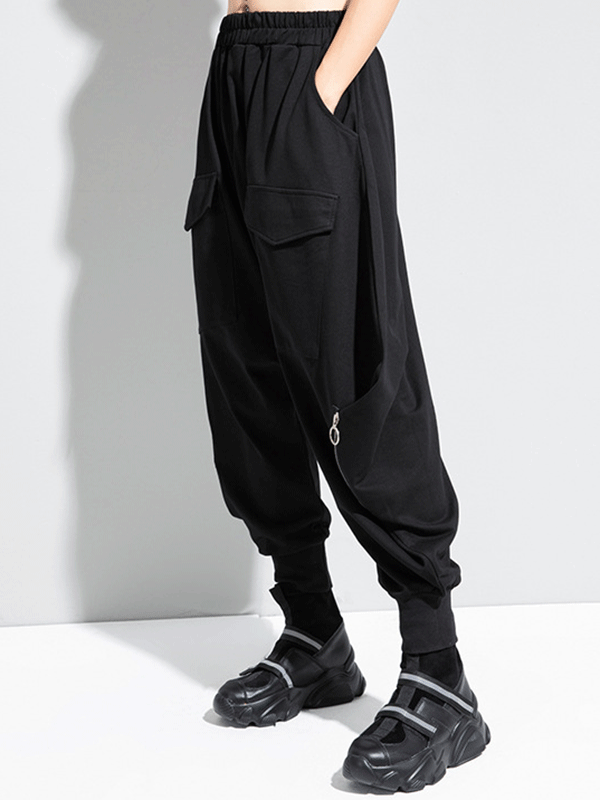 Zipper Original Simple Loose Solid Harem Pants