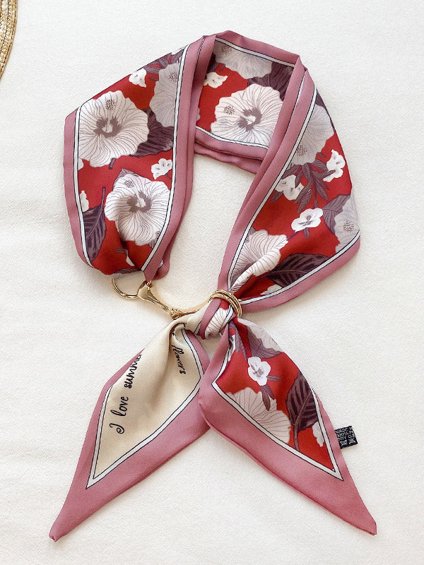 Original Floral Printed Hair Band&Silk Scarf