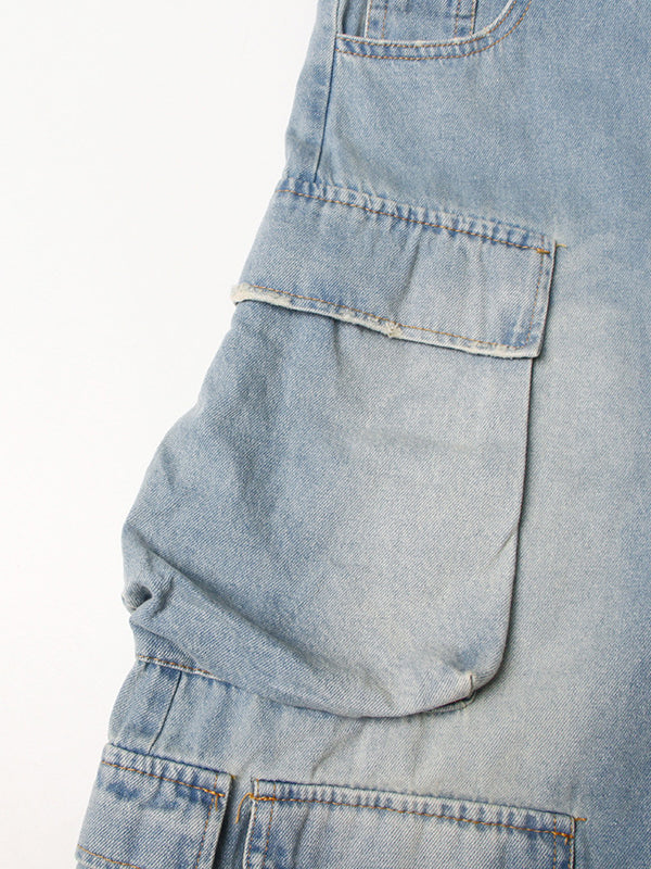 Buttoned Hollow Pockets Wide Leg High Waisted Sleeveless Tube Jumpsuits