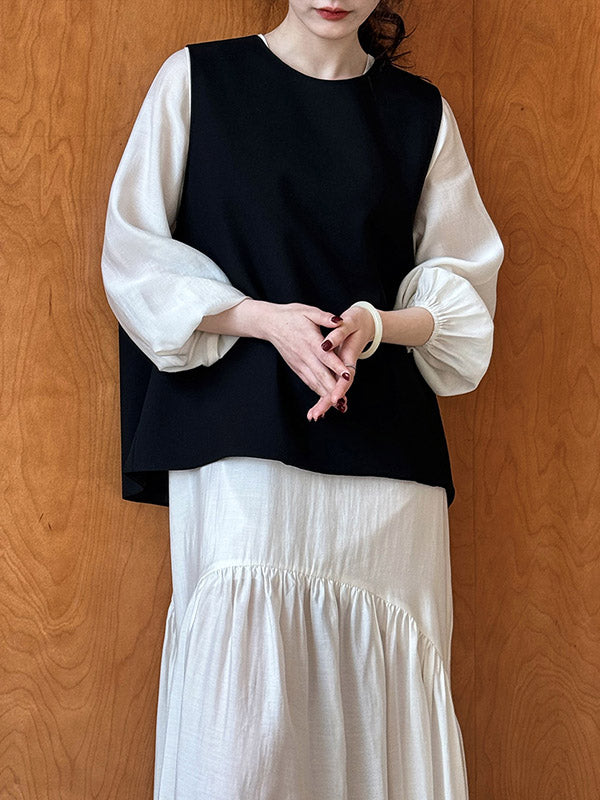 Elasticity Pleated Solid Color Split-Joint Zipper High Waisted Long Sleeves V-Neck Midi Dresses