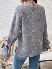 Casual Loose Long Sleeves Solid Color Stand Collar T-Shirts Tops