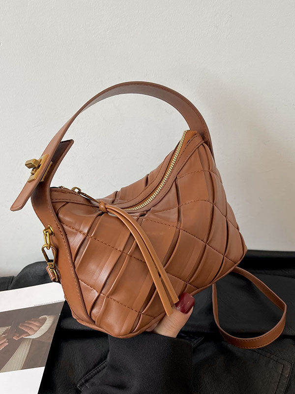 Belt Buckle Pleated Rhombic Split-Joint Handbags Crossbody Bags Bags