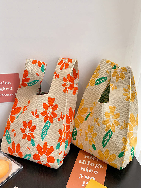Floral Printed Woven Handbag Bags Accessories