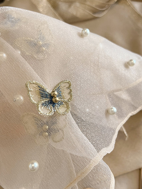 Applique Butterfly Shape Beaded Keep Warm Scarf