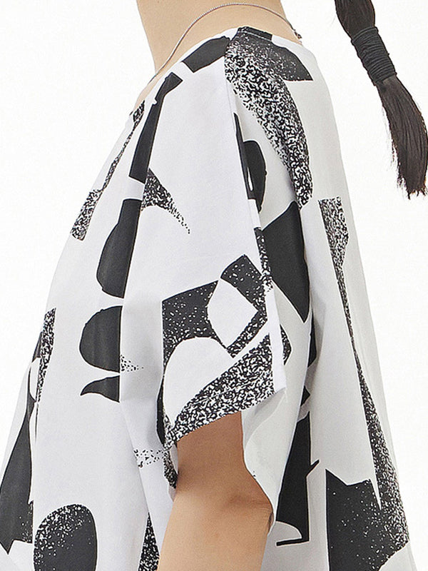 Printed Loose Short Sleeves Round-neck T-Shirts Tops