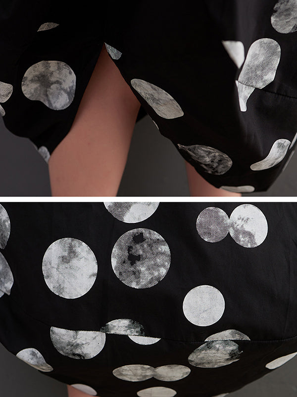 Polka-Dot Irregular clipping Loose Lapel Midi Dresses