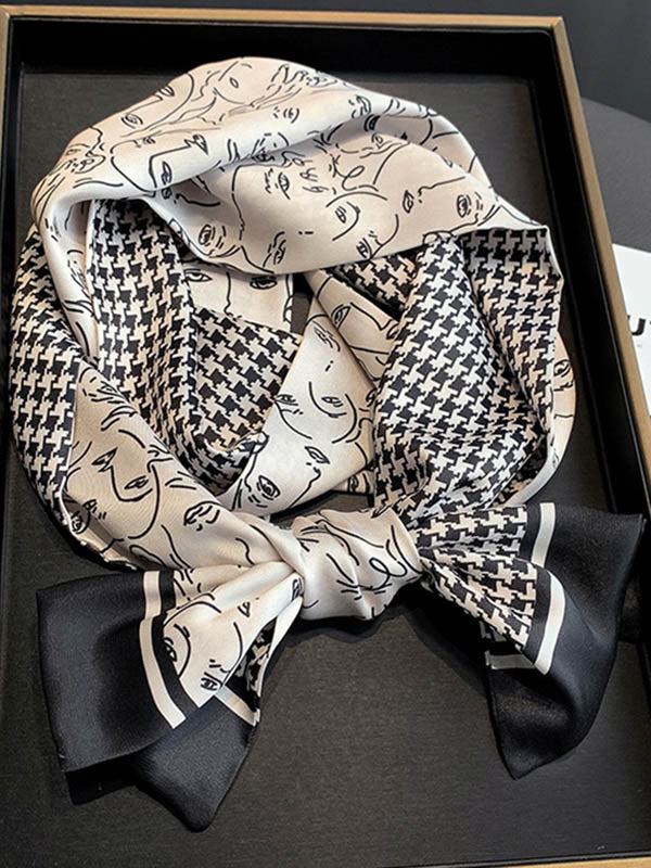Vintage Silk Imitation Printed Scarf