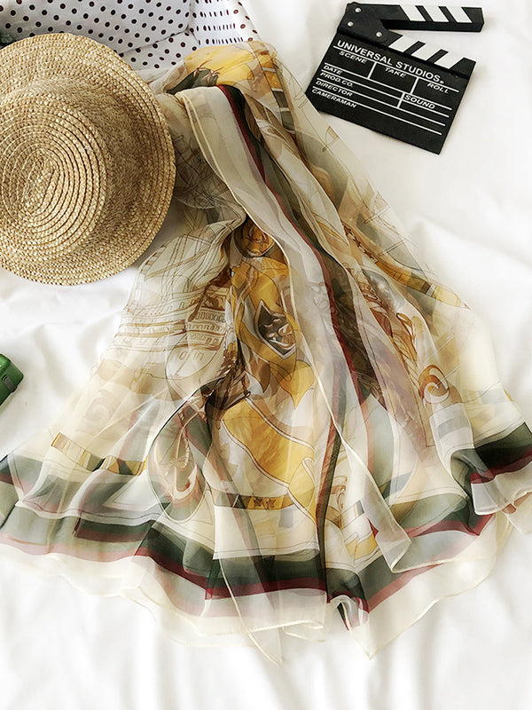 Printed See-Through Sun-Protection Shawl&Scarf
