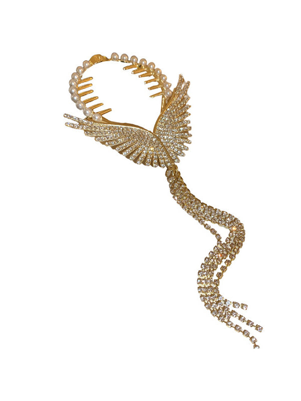 Geometric Rhine Stones Tasseled Hair Accessories