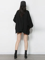 Casual Simple Puff Sleeves Solid Color Round-Neck Sweatshirt Top