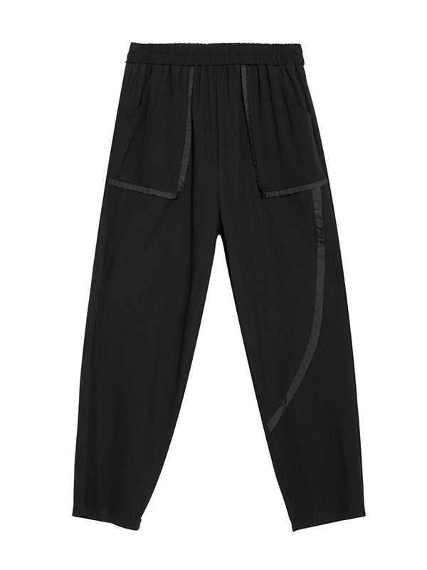 Solid Color Split-Joint Harem Pants Ninth Pants Ninth Pants Casual Pants Bottoms