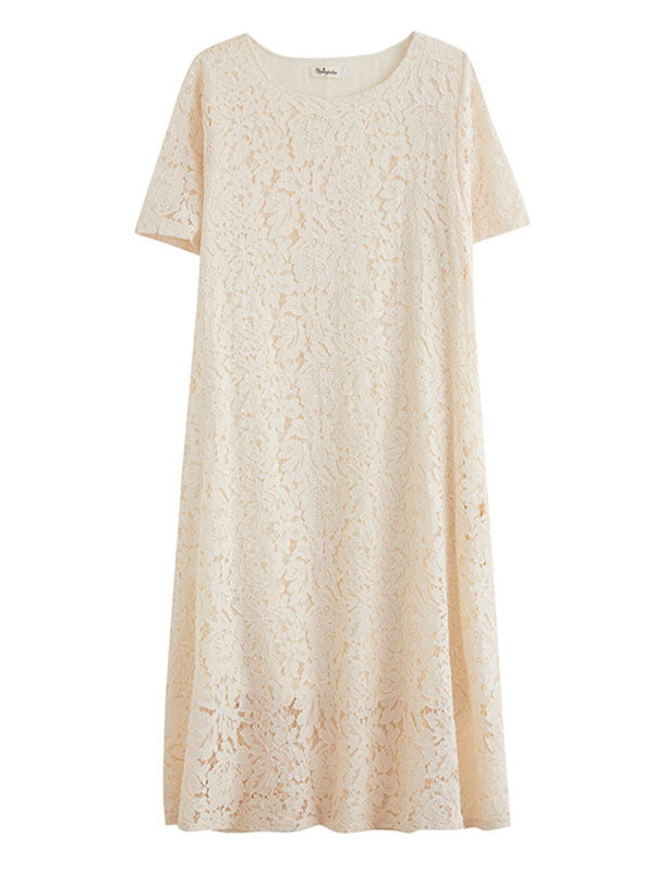 Embroidered Hollow Solid Dress