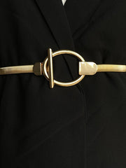 Buckle Geometric Pleated Solid Color Belts