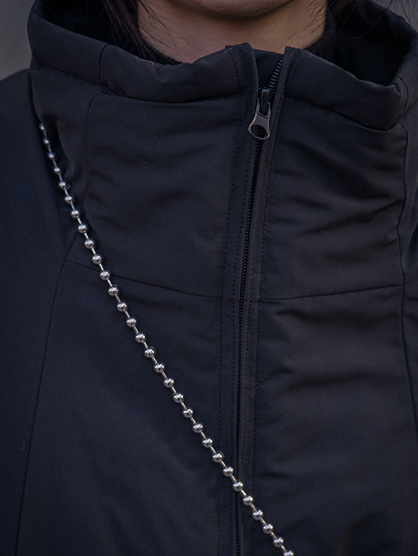 Urban Long Sleeves Solid Color Zipper High-Neck Padded Coat