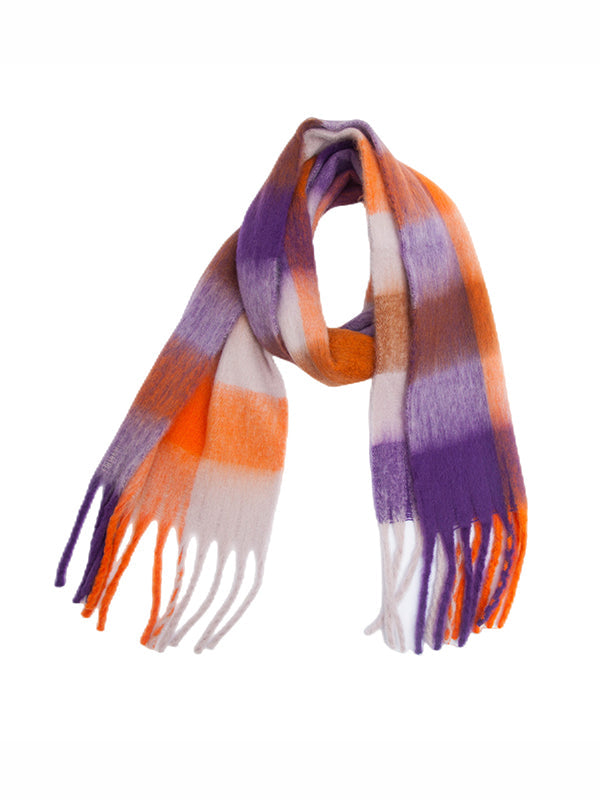 Keep Warm Plaid Tasseled Thick Shawl&Scarf
