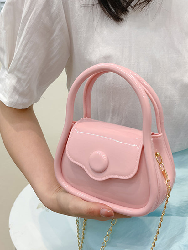 Chains Solid Color Satchels Crossbody Bags