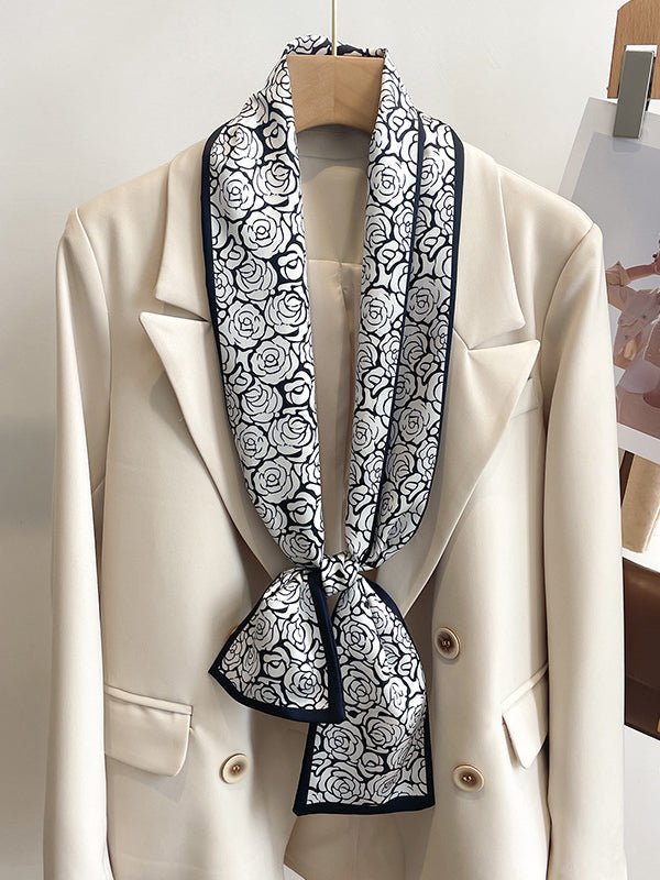 Contrast Color Floral Printed Scarf Hair Band