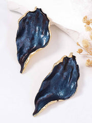 Leaves Print Pleated Irregularity Earrings Accessories