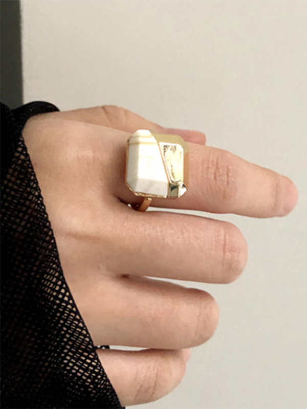Original Chic Contrast Color Geometric Rings Accessories