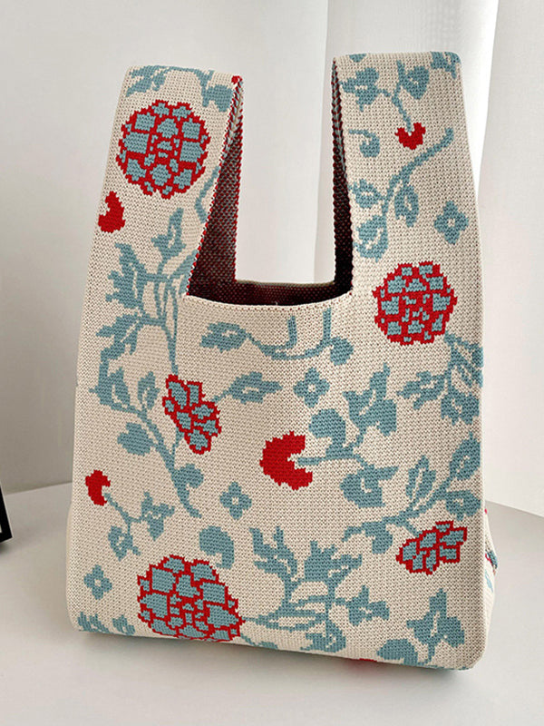 Floral Printed Woven Handbag Bags Accessories